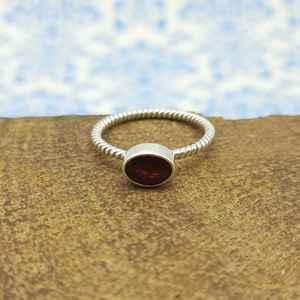 แหวนเงินสเตอร์ลิงโกเมนแบบเรียงซ้อนแบบเหลี่ยมเพชรพลอย925แหวนแบบแฮนด์เมดน้ำหนักเบาดีไซน์เรียบง่ายทันสมัยสำหรับงานปาร์ตี้ - Product Image 3