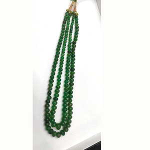 Collier de perles de rondelle lisse en pierre de fraise verte naturelle Taille 8-12mm de longueur 20-24 pouces 2 couches collier vintage de perles - Product Image 2