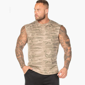 Wholesale Custom Logo Men's Camo Tank Top Sleeveless Gym Vest <b>Athletic</b> Workout Fitness Sportswear Running Muscle Cutt off Tshirt - Product Image 1