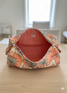 <b>Indian</b> Handmade Peach Cotton Quilted Forest Duffle <b>Bag</b> Women's Luggage Large Capacity Durable Lightweight - Product Image 4