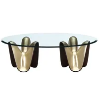 Table basse Michael Amini Houston avec base en or brossé