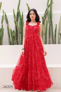 Vestido Tradicional de Crepé Malai con Forro Interior de Georgette Estampado Digital para Fiestas - Product Image 4