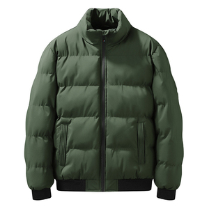 Veste matelassée pour hommes personnalisée OEM col montant d'hiver en laine fermeture éclair résistant à l'eau et au vent en nylon lavé techniques - Product Image 3