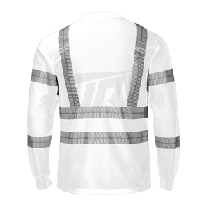 Conjunto de ropa de trabajo personalizable B2B, babero general de poliéster, camisa abotonada, cuello redondo con rayas reflectantes de tela impermeable - Product Image 4