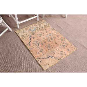 Alfombra Turca de 2.3x3.3 pies, Alfombra Vintage de Lana con Puntos Azules y Marrones - Product Image 3