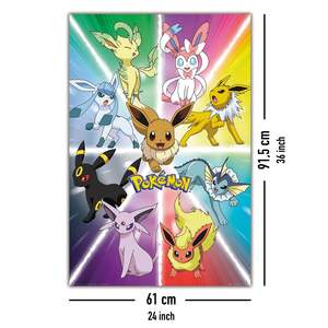 Póster de Lona de Pokémon de Estilo Moderno, Arte de Pared con Evolución de Eevee y Marco Negro - Product Image 4