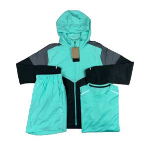 Chaqueta deportiva cortavientos de nailon ligero Unisex con capucha y cremallera estampada conjunto de pantalones cortos de verano al aire libre para hombres y mujeres - Product Image 6