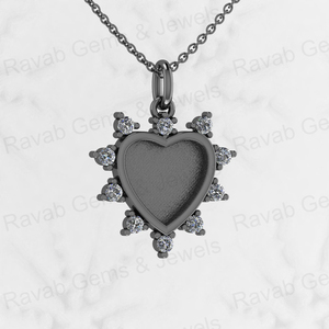 Solide 925 Argent 12mm Ensemble Coeur Semi Montage CZ Réglage Charme Pendentif pour Résine et Cendres Travail Mémorial DIY Bijoux Résultats - Product Image 3