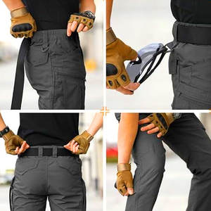 Pantalones Cargo de combate ligeros para hombre, pantalones de trabajo al aire libre a prueba de viento frontales planos para adultos, de talla grande, con cremallera, transpirables para - Product Image 5