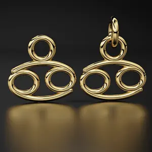 Collar de Oro Sólido de 14k o 18k con Signo del Zodíaco Cáncer, Colgantes y Amuletos Finos con Signo Astrológico, Regalo de Cumpleaños - Product Image 1