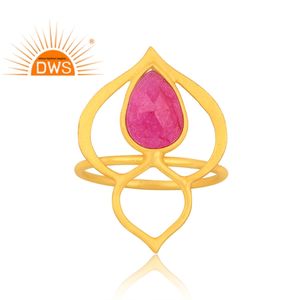 ร้อนขายเงินสเตอร์ลิง18พันชุบทองย้อมสีทับทิมพลอยซ้อนแหวน Demi เครื่องประดับปรับผู้ผลิต - Product Image 2