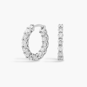 Bold Stylish 925 <b>Silver</b> Eternity <b>Hoop</b> <b>Earrings</b> for Women Everyday Luxury Dazzling Lab Grown Diamonds for Wedding Gift - Product Image 1