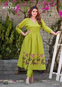 Gros Mittoo Kurti femmes rayonne fantaisie imprimé fleuri fil travail manuel Kurti bas indien pakistanais fête porter des vêtements - Product Image 3