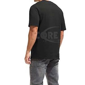 T-shirts pour hommes légers 140gsm en gros personnalisé vierge 100% coton lâche col rond conception respirante - Product Image 2