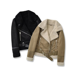 Wholesale Custom Ladies Leather <b>Fur</b> Bomber Jacket | Luxury Faux <b>Fur</b> <b>Trim</b> Winter Jacket | Stylish Women Bomber Coat Manufacturer - Product Image 1