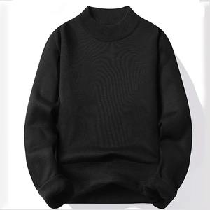 Suéter de punto para hombre nuevo de invierno con Cuello medio alto Color sólido felpa y forro de punto cálido Top Casual - Product Image 5