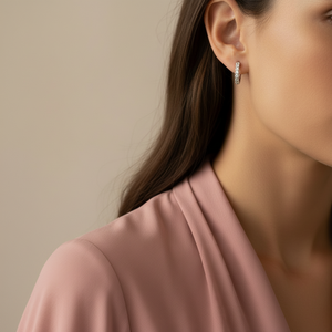 <b>Gold</b> Set Inside-Outside Diamond <b>Hoop</b> <b>Earring</b> For Women - Product Image 6