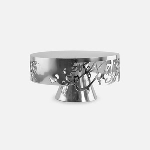 Aluminium Hammered And Wood <b>Cake</b> <b>Stand</b> Exclusive Quality Round Shape Chocolates Sweets Server For Hotel Use - Product Image 6