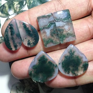 Venta al por mayor cabujón de ágata de musgo natural en todas las formas piedras preciosas sueltas para la fabricación de joyas para COLLAR COLGANTE y par de joyas - Product Image 5