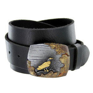 Ceinture en jean décontractée en cuir pleine fleur véritable avec boucle en cuivre vintage 1-1/2 (38 mm) de large BS040-HA2343 - Product Image 1