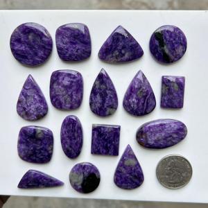 Charoite pierres précieuses en vrac gros mélange forme Cabochon Charoite naturelle pour la fabrication de bijoux en Quartz - Product Image 1