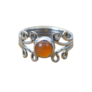 Bijoux en pierres précieuses de cornaline pour femmes bijoux en argent de style bohème bijoux en argent sterling 925 tendance bague faite à la main cadeau pour maman - Product Image 1