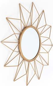 Elegant <b>circular</b> <b>mirror</b> with intricate <b>Gold</b> leaf-shaped metal frame for nature-inspired home decor accents - Product Image 4