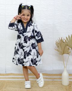 Robe d'été indienne en soie imprimée bloc faite à la main filles décontracté à manches longues respirant motif floral genou-longueur sans rides moderne - Product Image 6