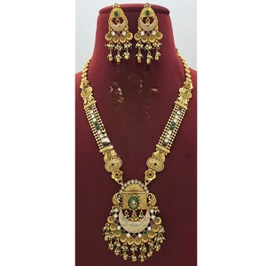 Designer High Quality <b>Gold</b> Plated Stones Look <b>Necklace</b> <b>Set</b> With <b>Earrings</b> for Wedding Festive Wear Collection For Women - Product Image 1