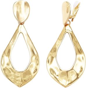Pendiente de aro de Metal de latón chapado en oro de nuevo diseño para mujer, pendientes de piedras preciosas con ajuste de pinza, joyería a bajo costo - Product Image 1