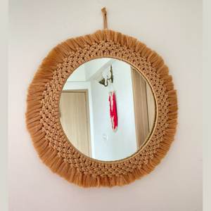 Round New Arrival Wholesale Macrame Wall <b>Mirror</b> Handmade Macrame <b>Mirror</b> Self Adhesive for Home and Office Decor Use at Wholesale - Product Image 1