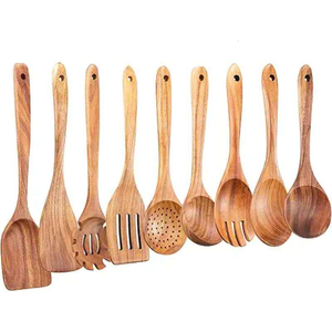 Cucharas de Servir de Madera con Mango Largo, Estilo Clásico, Marrón, Juego de Utensilios de Cocina de 7 Piezas, Ecológicas, para Fiestas, por Saniya Handicraft - Product Image 5