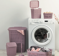 Juego de Baño Rectangular de Yute Afossa, 6 Piezas, Plástico Ecológico Moldeado por Inyección, Capacidad de Carga de 10 kg, Contenedor de Lavandería