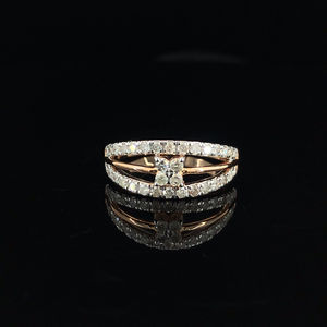 Elegante anillo de diamantes de doble banda para mujer, diamantes de corte brillante de oro rosa, diseño elegante para fiesta de boda, venta al por mayor disponible - Product Image 5