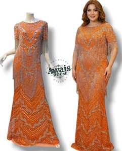 Vestido de Novia de Lujo con Escote Redondo, Corte Imperio, Largo hasta el Suelo, Mangas Largas, Bordado de Cristal, Pedrería, Sujetador Incorporado, Tela de Tul Importada - Product Image 2