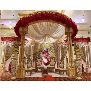 งานแต่งงานของชาวอินเดียเหนือที่ยิ่งใหญ่การติดตั้ง FRP mandap แบบดั้งเดิมเสาสามเสางานแต่งแบบพกพาที่ดีงามเส้นใยสามเสา Mandap ประเทศสหรัฐอเมริกา - Product Image 1