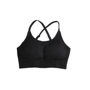 100% coton/ploster OEM/OD Service vêtements de Fitness vêtements de Yoga femmes en plein air sans couture ensembles de vêtements de gymnastique blanc Sport Yoga soutien-gorge - Product Image 5