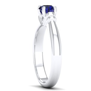 แหวนหมั้นทองคำแท้ 14K 18K ดีไซน์หรูหรา REYES สำหรับผู้หญิง ประดับพลอยไพลินสีน้ำเงินทรงกลมเจียระไนแบบบริลเลียนต์ น้ำหนัก 0.5 กะรัต - Product Image 3