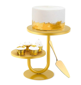 Support de gâteau en laiton poignée de conception de main support de Cupcake à 2 niveaux pour décor d'hôtel et de restaurants à la maison - Product Image 3