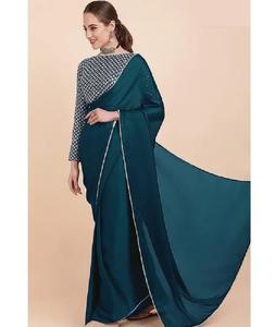 Latest <b>Women</b> Wear Star Georgette with Heavy Sequence Work Fancy Saree with Beautiful Pari Lace Border Work Party Wear Saree - Product Image 1