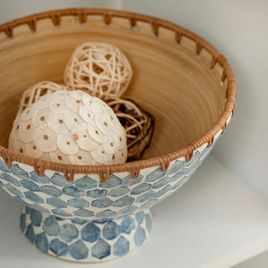 Look attrayant qualité haut de gamme meilleur choix pour la décoration intérieure vaisselle à la maison matériau naturel bambou filé avec bol en incrustation de Capiz - Product Image 6