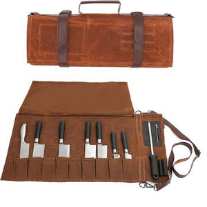 Sacs à rouleau de couteau en cuir professionnels faits à la main polyvalents de haute qualité/sacs à rouleau en cuir de couleur personnalisée à vendre - Product Image 1