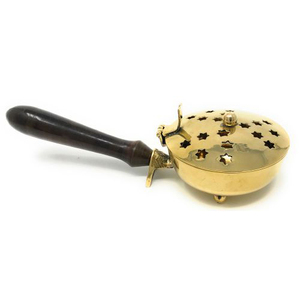 Shiny Polished Brass Metal Incense Burner with <b>Wooden</b> Handle - Product Image 6