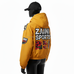 Veste coupe-vent en polyester 140 GSM pour femmes en jaune avec panneaux d'épaule camouflage et broderie de logo personnalisée Veste pour femmes - Product Image 4