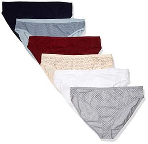 Braguitas de algodón antibacterianas de cintura alta para mujer (tallas grandes), paquete de 6 estampadas - Product Image 1