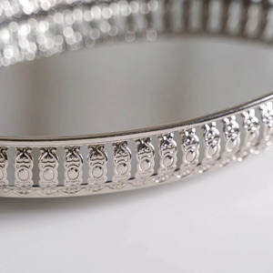 Modern Luxury Metal Tray <b>Round</b> Square Shaped with <b>Mirror</b> Home Decor Accessories-Elegant Glass Mirrored Serving Tray - Product Image 3