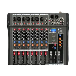 Mini consola mezcladora de audio de 8 canales con precio de fábrica MT8 con alimentación phantom MP3/ 16DSP/Delay/Echo/48V
