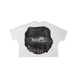 เสื้อยืดพิมพ์ลายกราฟิกแขนสั้นคอกลมสำหรับผู้ชายเสื้อยืดเฟรนช์เทอร์รี่ตัดขอบขอบผ้าดิบ - Product Image 5