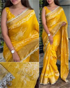 Vêtements occasionnels Mousseline de coton avec bordure en jacquard Zari Saree Femme Fabricant de mode de l'Inde au taux le plus bas - Product Image 6