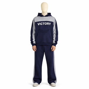Nouveauté Ensemble survêtement jogging pour homme bleu marine et gris, survêtement streetwear personnalisé - Product Image 2